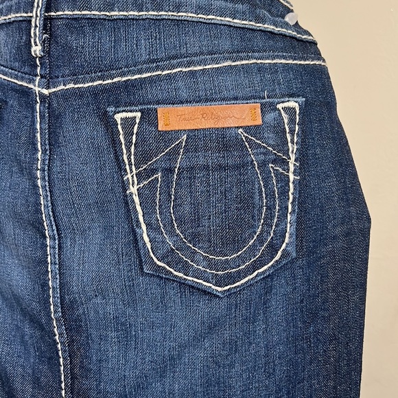 NEW True Religion Pencil Denim / White Stitch Skirt SZ-26 - Picture 5 of 10